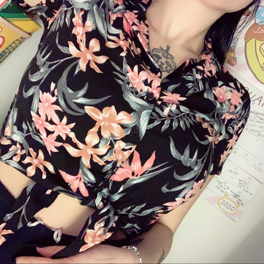 divided floral crop top
